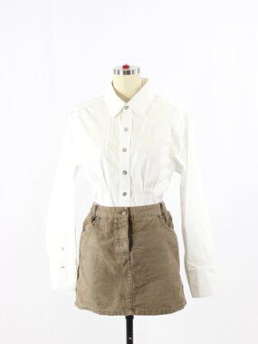 Vintage D&G DOLCE&GABBANA Taupe Brown 100% Cotton Corduroy Mini Skirt, Size 42/M